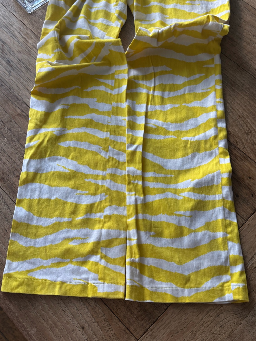 Versace Yellow and White Zebra-Print Boot Cut Pants - Picture 8 of 8
